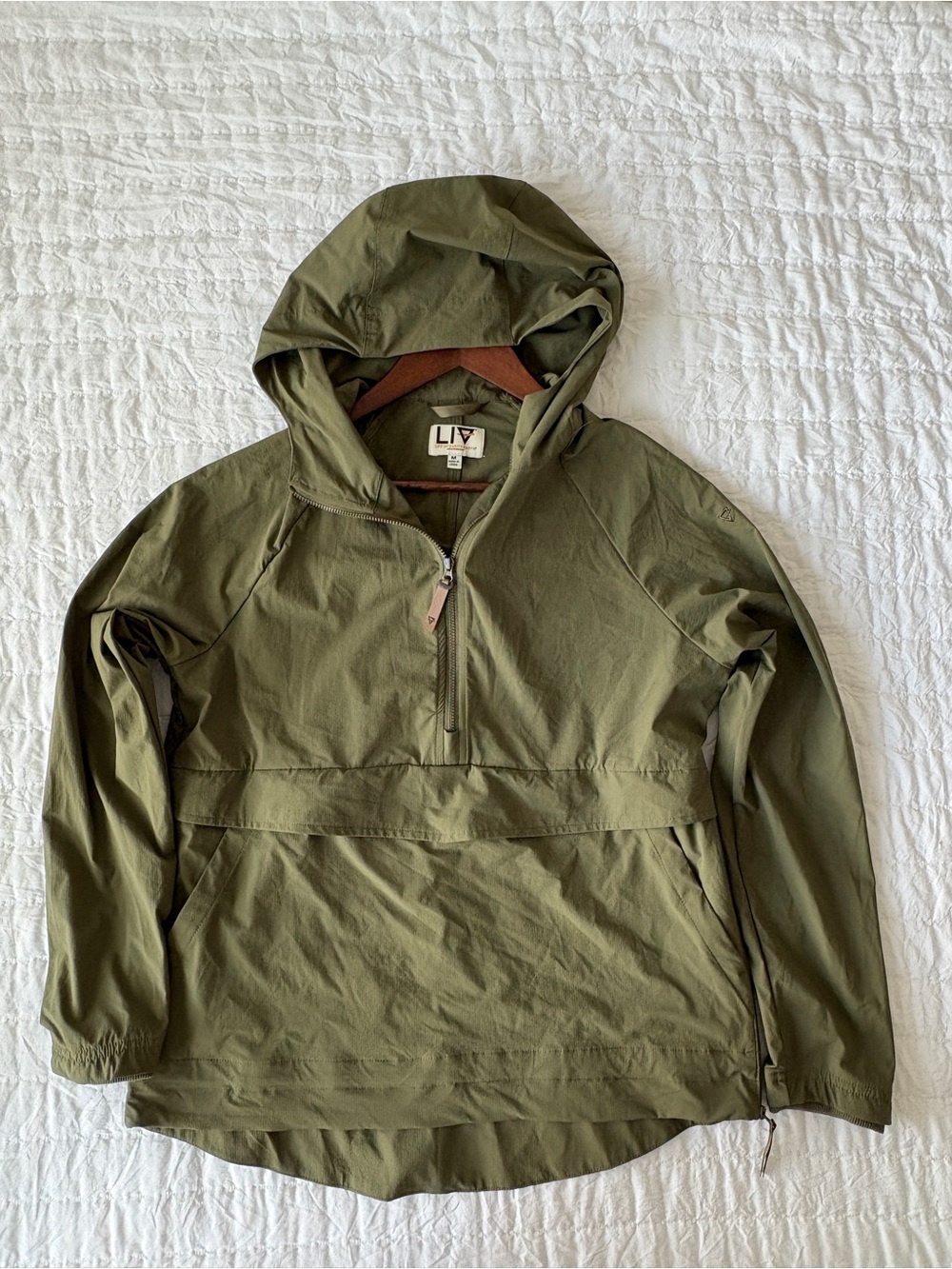 LIV Olive Hooded Windbreaker Pullover for Men
